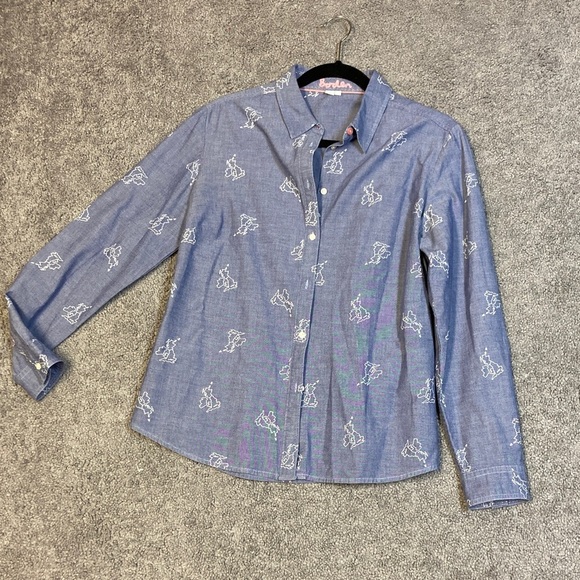 Boden chambray UK/Great Britain print blouse - Picture 1 of 3